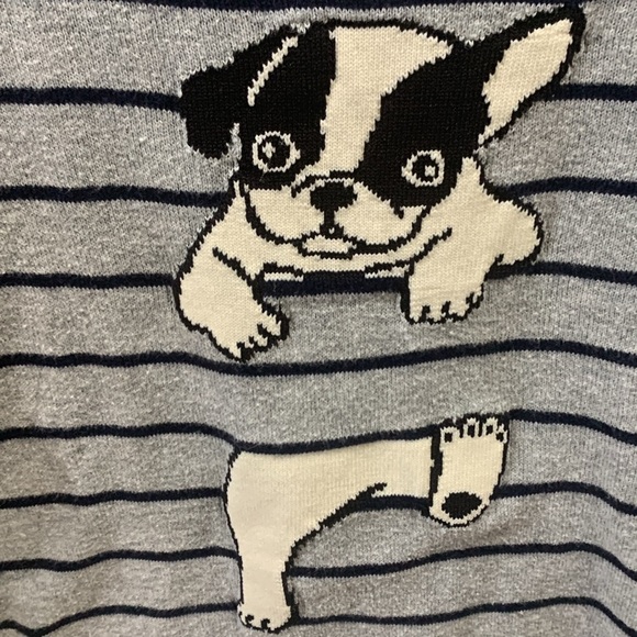 J Crew women dog (French Bull Dog) sweater
Size Small Black and Gray - Picture 4 of 4